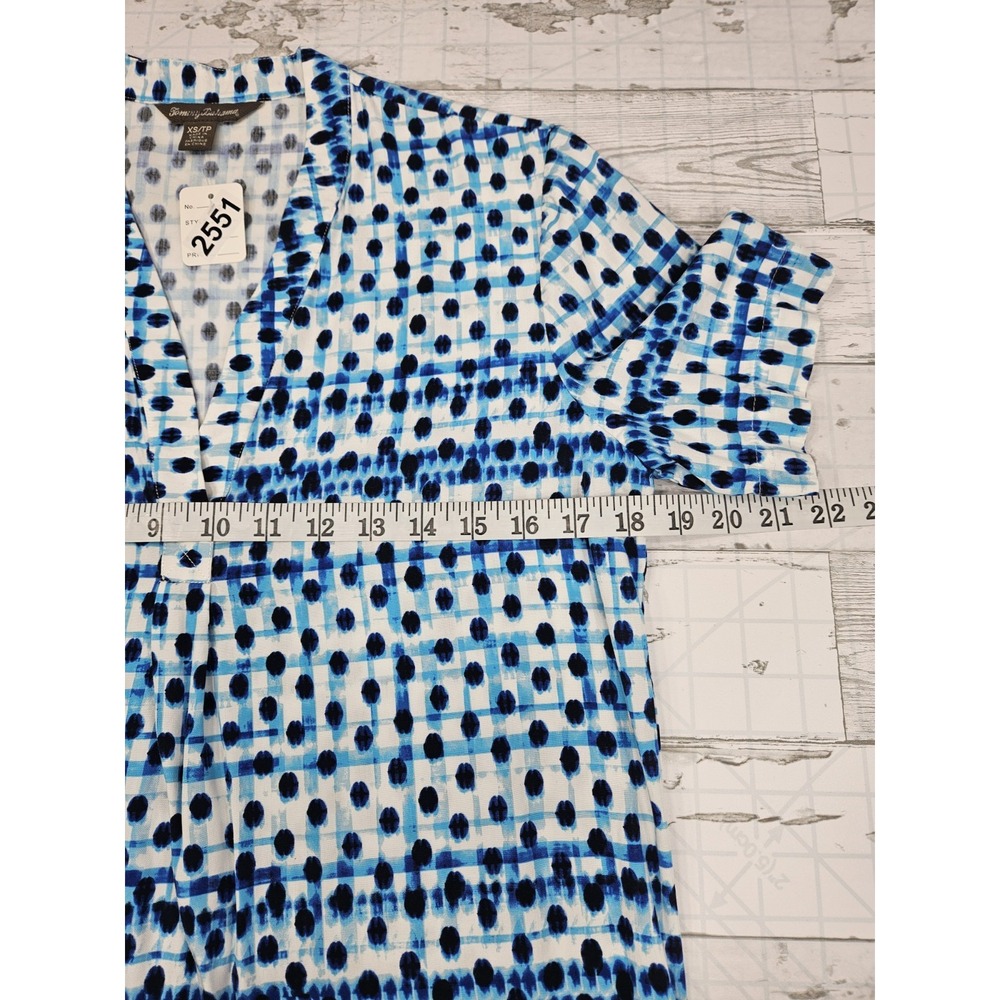 Tommy Bahama Womens XS Shirt Dress Blue Dot Matrix Print Resort Vacation - Picture 3 of 7